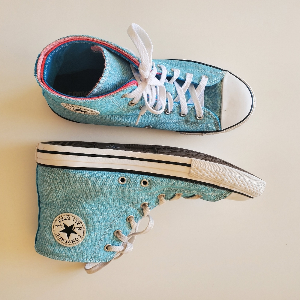converse chuck taylors two tongue high top in blue